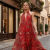 0F832125-F1F5-4E7A-8D99-5260D6E58320 Jana Silk Boho Dress Kırmızı