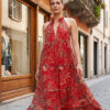 2A4F848B-C6B2-4E3A-806D-121E811B730E Jana Silk Boho Dress Kırmızı