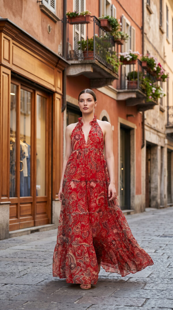 ADD35E4C-B12D-419D-A31D-EF19DC461B72 Jana Silk Boho Dress Kırmızı