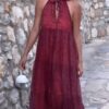 Helen Silk Dress Bordo Renk