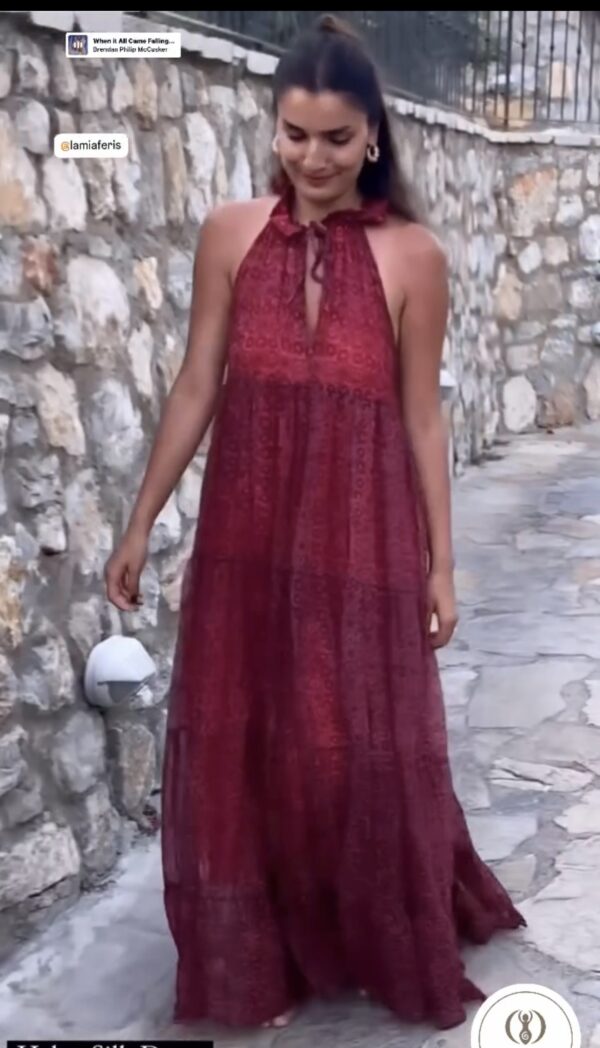 Helen Silk Dress Bordo Renk