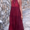 Helen Silk Dress Bordo Renk